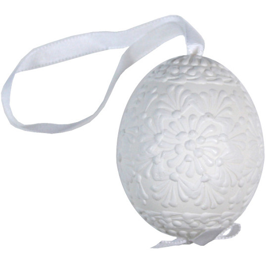 White on White Eastern European Egg Ornament ~ Handmade in Slovakia