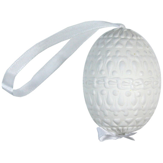 White on White Eastern European Egg Ornament ~ Handmade in Slovakia