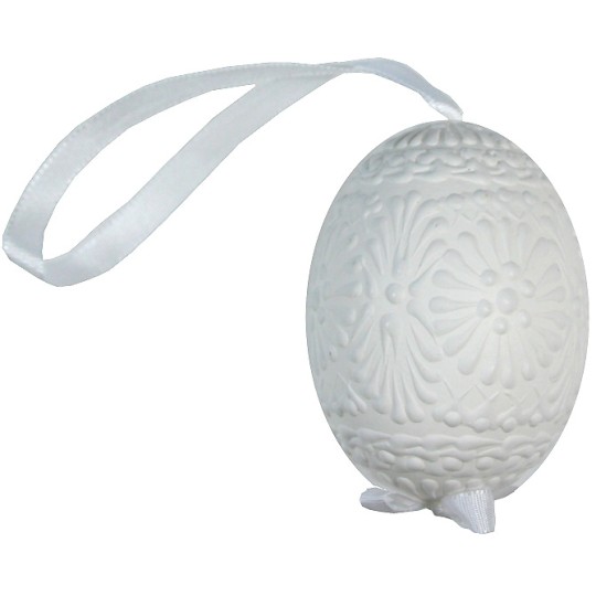 White on White Eastern European Egg Ornament ~ Handmade in Slovakia