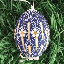 Blue Faberge Floral Eastern European Egg Ornament ~ Handmade in Slovakia