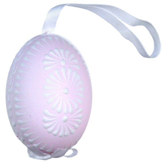 Pale Pink with White Eastern European Egg Ornament ~ Handmade in Slovakia