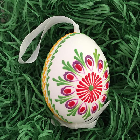 Colorful Folkloric Floral Eastern European Egg Ornament ~ Handmade in Slovakia
