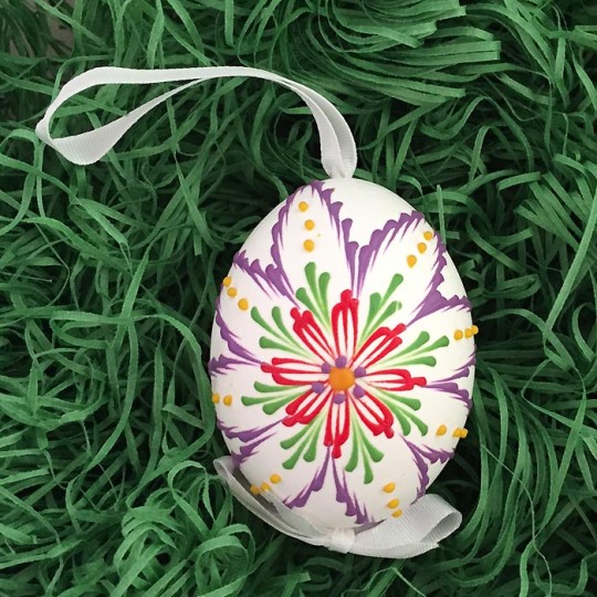 Colorful Folkloric Floral Eastern European Egg Ornament ~ Handmade in Slovakia