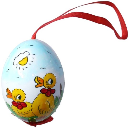 Glossy Sunny Ducklings Eastern European Egg Ornament ~ Handmade in Slovakia