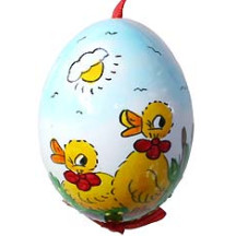 Glossy Sunny Ducklings Eastern European Egg Ornament ~ Handmade in Slovakia