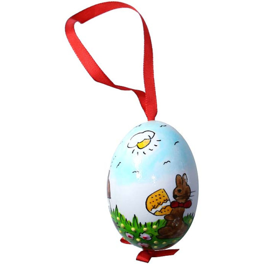 Glossy Sunny Bunny Eastern European Egg Ornament ~ Handmade in Slovakia