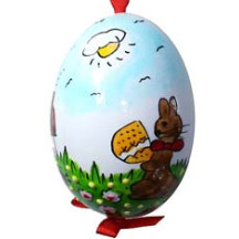 Glossy Sunny Bunny Eastern European Egg Ornament ~ Handmade in Slovakia
