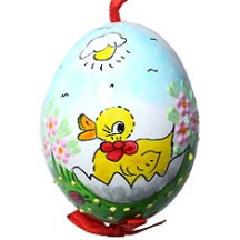 Glossy Sunny Baby Duckling Eastern European Egg Ornament ~ Handmade in Slovakia