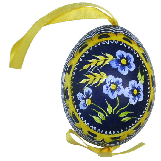 Blue Forget Me Nots Eastern European Egg Ornament ~ Handmade in Slovakia