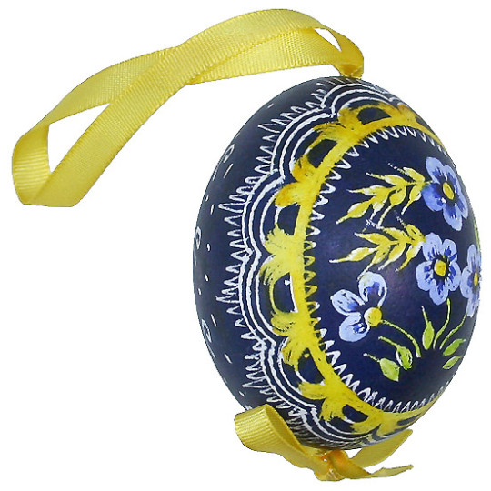 Blue Forget Me Nots Eastern European Egg Ornament ~ Handmade in Slovakia