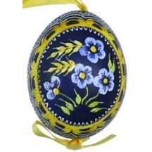 Blue Forget Me Nots Eastern European Egg Ornament ~ Handmade in Slovakia