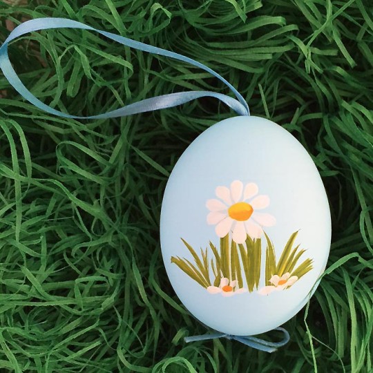 Grey Bunny Hand Painted Eastern European Egg Ornament ~ Handmade in Slovakia