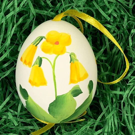 Yellow Primrose Floral Eastern European Egg Ornament ~ Handmade in Slovakia