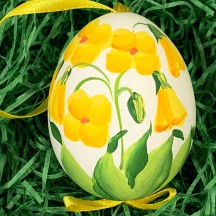Yellow Primrose Floral Eastern European Egg Ornament ~ Handmade in Slovakia