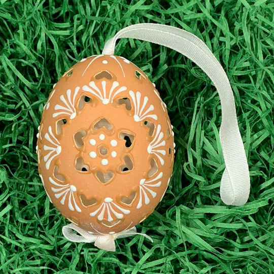 Perforated Brown Folkloric Eastern European Egg Ornament ~ Handmade in Slovakia