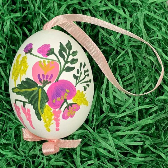 Botanical Spring Flowers Eastern European Egg Ornament ~ Handmade in Slovakia