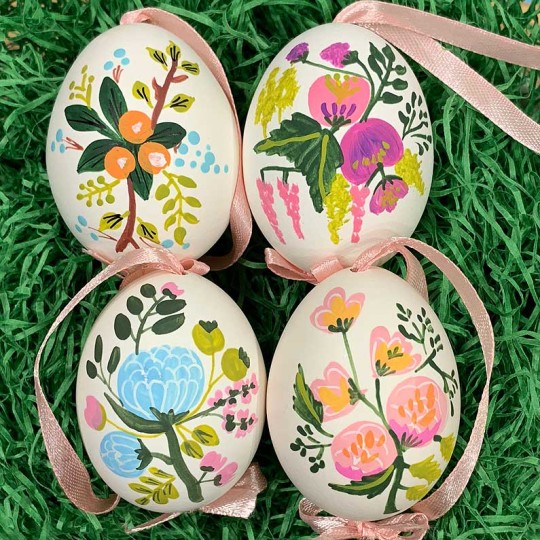 Botanical Spring Flowers Eastern European Egg Ornament ~ Handmade in Slovakia