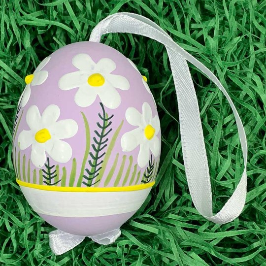 Purple Meadow Flowers Eastern European Egg Ornament ~ Handmade in Slovakia