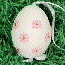 Pink Daisies Eastern European Egg Ornament ~ Handmade in Slovakia
