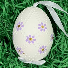 Purple Daisies Eastern European Egg Ornament ~ Handmade in Slovakia