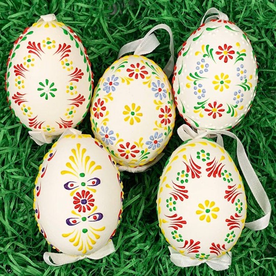 Colorful Dot Floral Eastern European Egg Ornament ~ Handmade in Slovakia