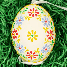 Colorful Dot Floral Eastern European Egg Ornament ~ Handmade in Slovakia