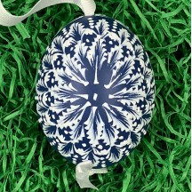 Blue and White Eastern European Egg Ornament ~ Handmade in Slovakia