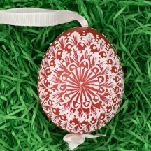 Burgundy and White Eastern European Egg Ornament ~ Handmade in Slovakia