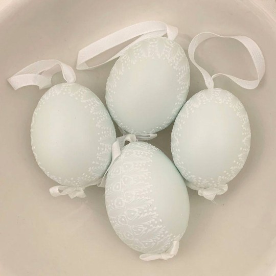 Palest Blue Frosted Frame Easter Egg Ornament ~ Handmade in Slovakia ~ 1 egg