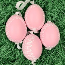 Pink Frosted Frame Easter Egg Ornament ~ Handmade in Slovakia ~ 1 egg