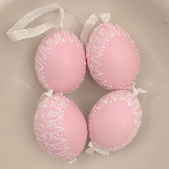 Pink Frosted Frame Easter Egg Ornament ~ Handmade in Slovakia ~ 1 egg