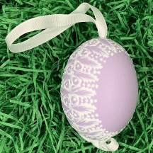 Purple Frosted Frame Easter Egg Ornament ~ Handmade in Slovakia ~ 1 egg