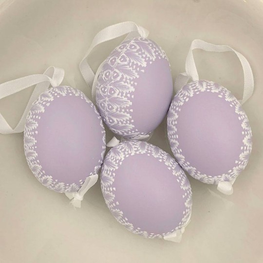 Purple Frosted Frame Easter Egg Ornament ~ Handmade in Slovakia ~ 1 egg