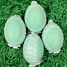 Teal Frosted Frame Easter Egg Ornament ~ Handmade in Slovakia ~ 1 egg