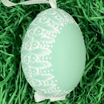 Teal Frosted Frame Easter Egg Ornament ~ Handmade in Slovakia ~ 1 egg