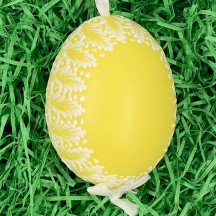 Yellow Frosted Frame Easter Egg Ornament ~ Handmade in Slovakia ~ 1 egg