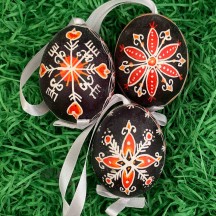 Black Folkloric Design Eastern European Egg Ornament ~ Handmade in Slovakia