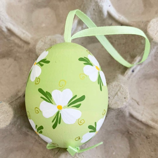 Green Floral Eastern European Easter Egg Ornament ~ Handmade in Slovakia
