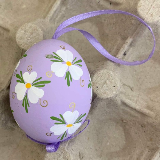 Purple Floral Eastern European Easter Egg Ornament ~ Handmade in Slovakia