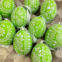 Bright Green with White Eastern European Egg Ornament ~ Handmade in Slovakia