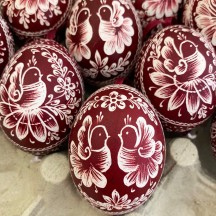 Burgundy Folkloric Bird Eastern European Egg Ornament ~ Handmade in Slovakia