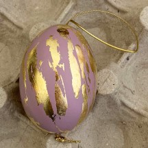 Light Purple and Gold Leaf Abstract Eastern European Egg Ornament ~ Handmade in Slovakia