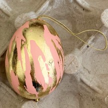 Salmon and Gold Leaf Abstract Eastern European Egg Ornament ~ Handmade in Slovakia