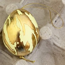 Yellow and Gold Leaf Abstract Eastern European Egg Ornament ~ Handmade in Slovakia