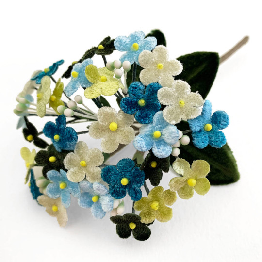 Bundle of Velvet Forget me Nots ~  Mixed Bundle ~ BLUES + GREENS + GREY