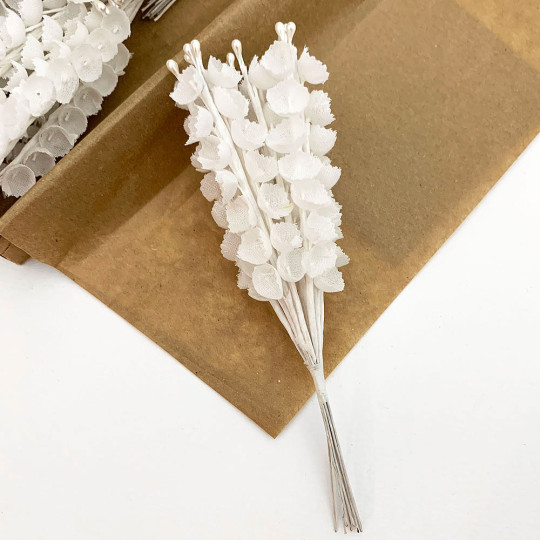 12 White Fabric Lily of the Valley Stems 