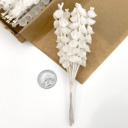 12 White Fabric Lily of the Valley Stems 