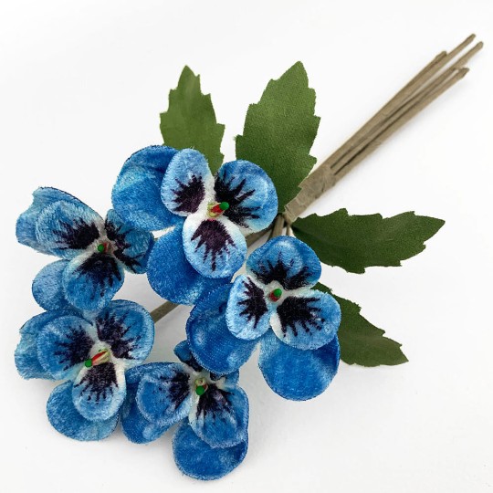Spray of Small Velvet Pansies ~ Czech Republic ~ Blue Mix
