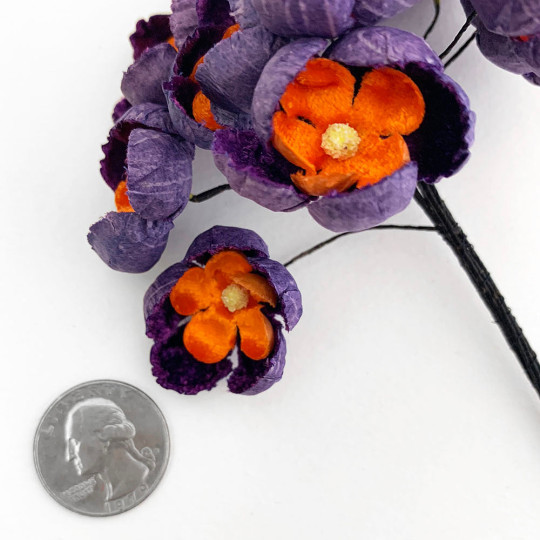 Bunch of Large Paper and Velvet Buttercups ~ Purple + Orange