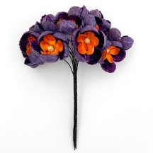 Bunch of Large Paper and Velvet Buttercups ~ Purple + Orange